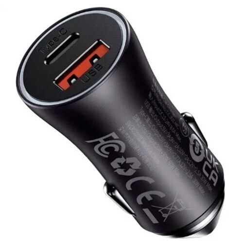 Carregador veicular para celular - USB-C + USB Normal 3.4A – Compatível com iPhone e Android