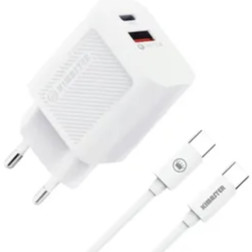 Fonte para carregador de celular Duo USB + USB-C - 40W - Turbo  + Cabo USB-C-Lightning - Compatível com iPhone até 14 e Android